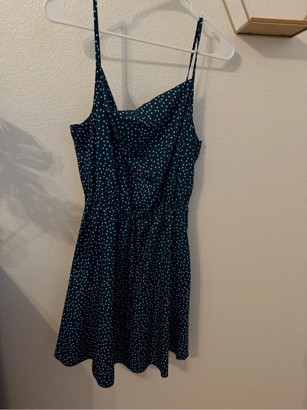 SHEIN Navy Blue Polka Dot Spaghetti Strap Mini Dress